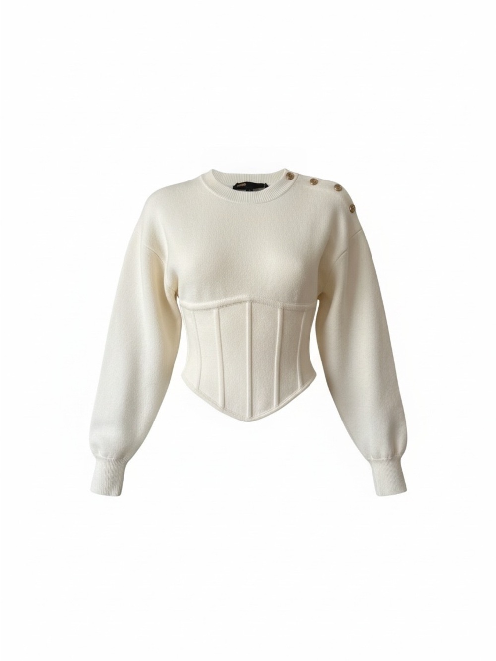 Maje Morset Ivory Corset-Detail Knit Sweater - fits S-M